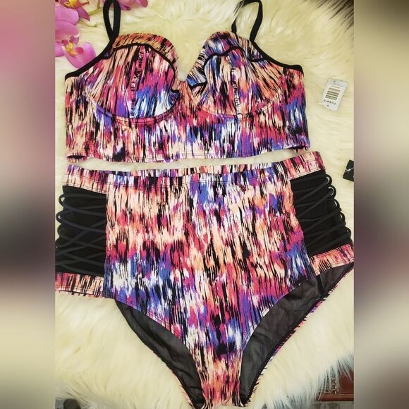 Torrid Bikini Swim Set 3X Mirage Lattice Mesh - Picture 6 of 14